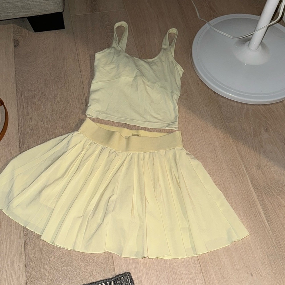 TNA aritzia yellow skirt and top set
